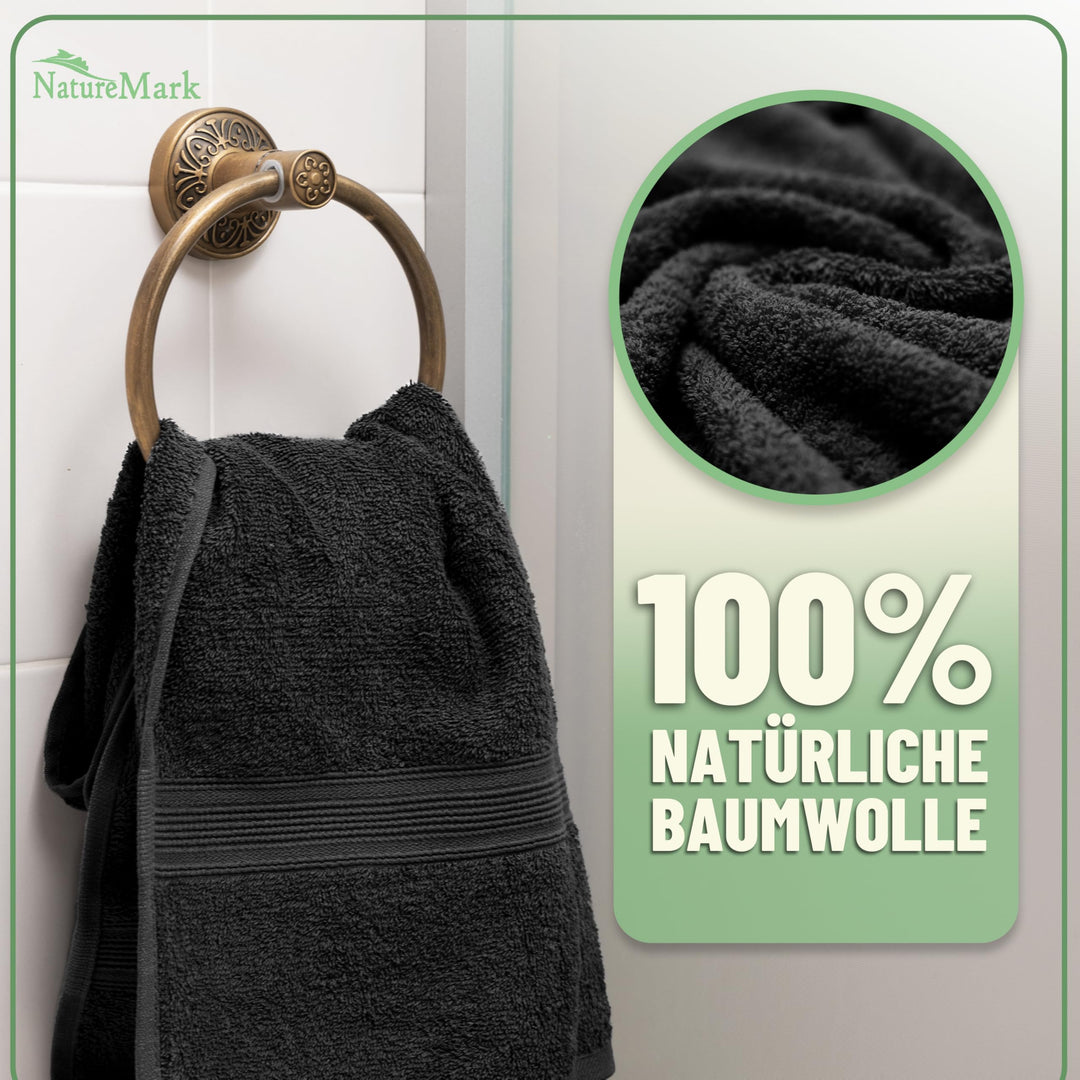 Handtuch-Set 10-teilig 100% Baumwolle schwarz – Duschtücher, Handtücher, Waschlappen - Bild 3