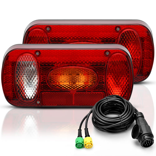 Anhänger Rückleuchten Set 12V 6-Funktion IP67 mit 13-poligem Stecker