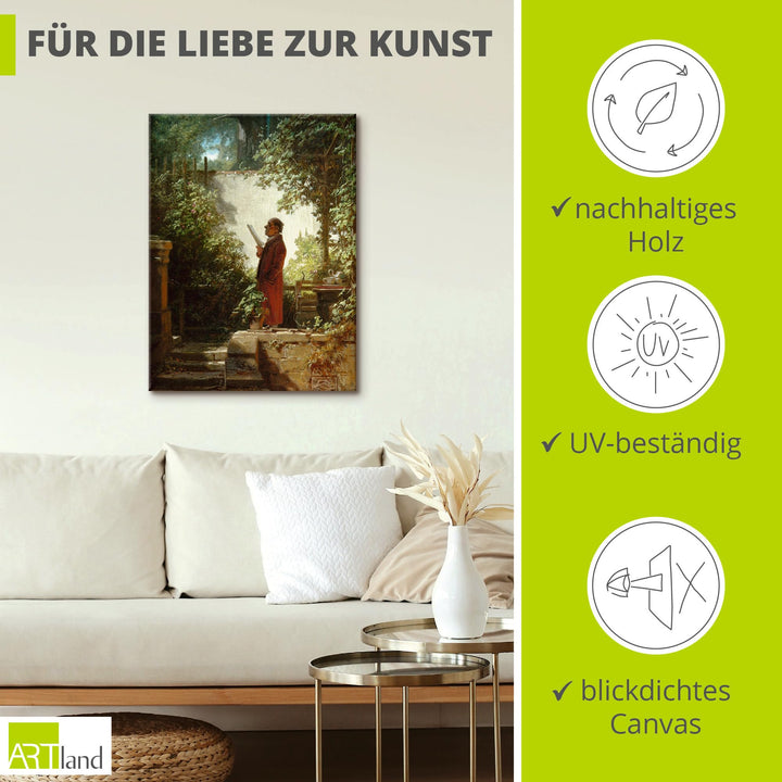 Leinwandbild Zeitungsleser im Hausgärtchen Carl Spitzweg 45x60 cm - Bild 2