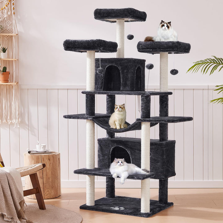 Katzenbaum XXL mit 3 Plattformen, 2 Höhlen und Sisalsäulen für grosse Katzen - Bild 6
