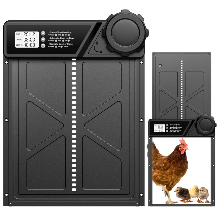 Automatische Hühnerklappe mit Timer 27x24 cm Aluminium batteriebetrieben