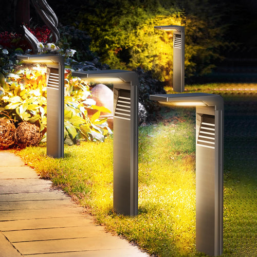 Solar Wegeleuchte L-Form IP64 2 Helligkeitsstufen 4er-Set