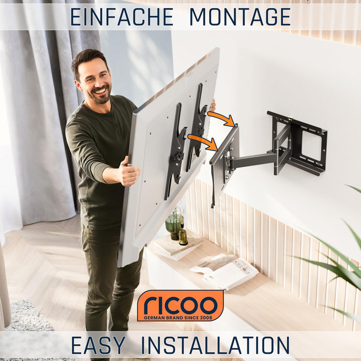 TV Wandhalterung schwenkbar neigbar 40-75 Zoll bis 95 kg VESA 400x400 - Bild 2