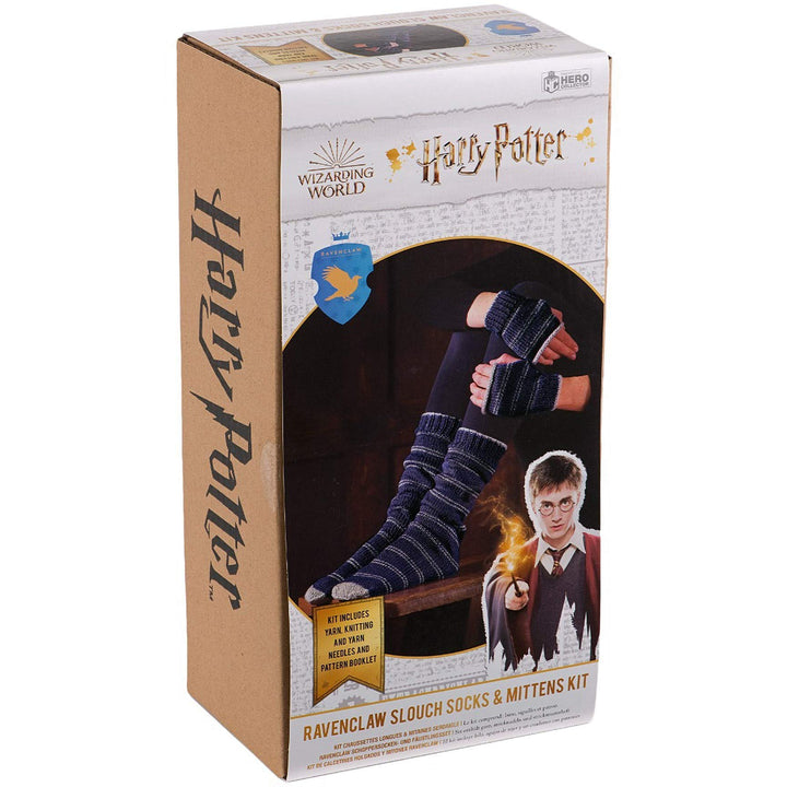 Strickset Socken &amp; Fäustlinge Ravenclaw Harry Potter Indigo Silber