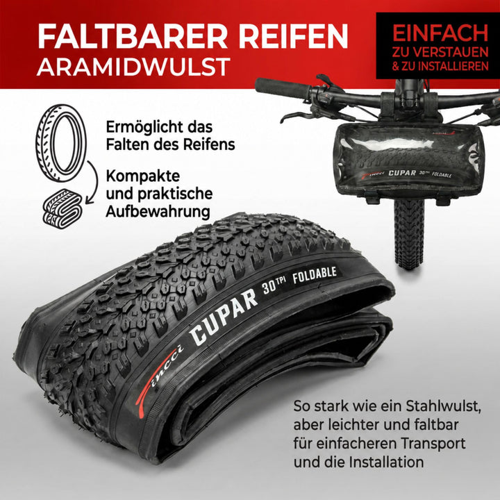 MTB Fahrradreifen 26 Zoll 26x2.125 Kevlar Faltreifen XC-Profil - Bild 7