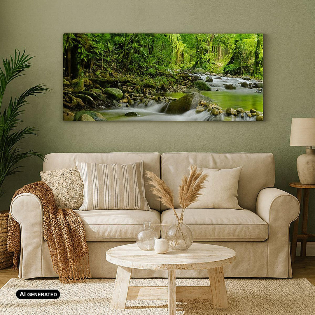 Leinwandbild Wald Landschaft 120x50cm aufhängfertig - Bild 4