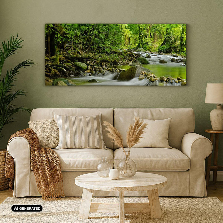 Leinwandbild Wald Landschaft 120x50cm aufhängfertig - Bild 4