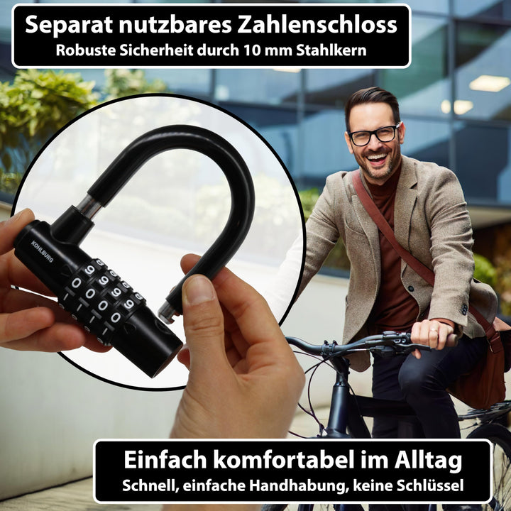 Kabelschloss 5m mit Zahlenkombination für Fahrrad &amp; Roller - Bild 4