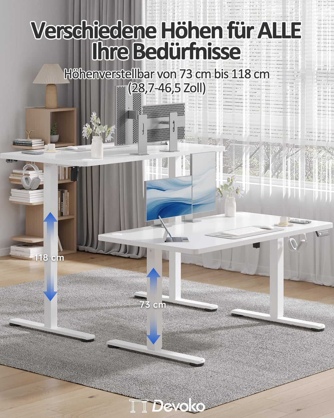 Elektrisch höhenverstellbarer Schreibtisch 120x60cm mit Memory-Funktion - Bild 3
