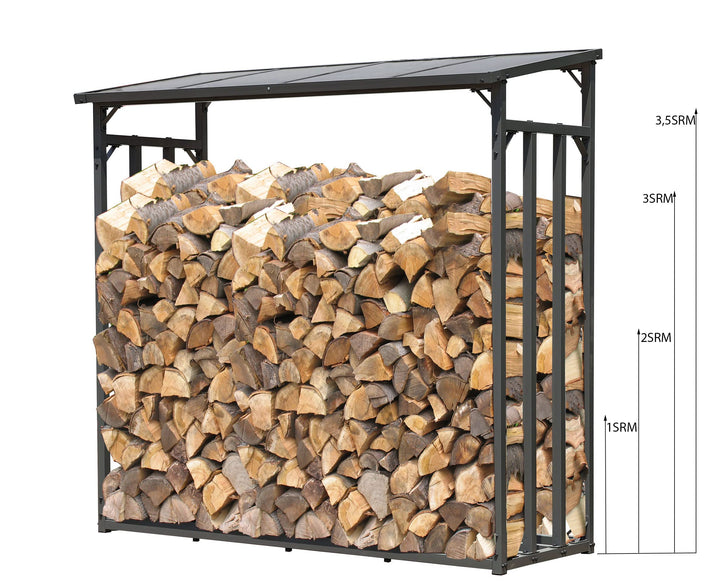 Kaminholzregal Metall Aussen XXL 185x70x185 cm mit Dach Anthrazit - Bild 8