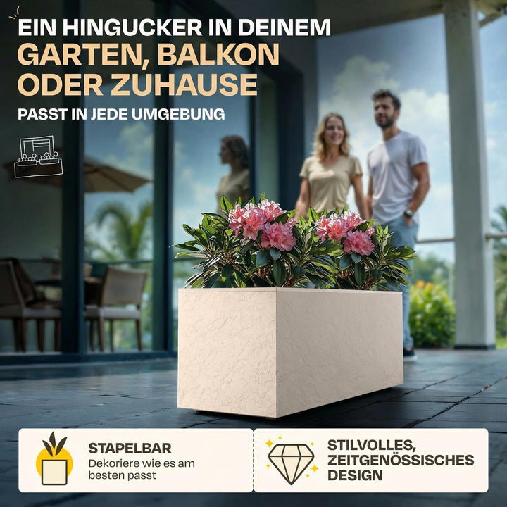 Pflanzkübel rechteckig 50L mit Wasserspeicher Balkon 2er-Set - Bild 6