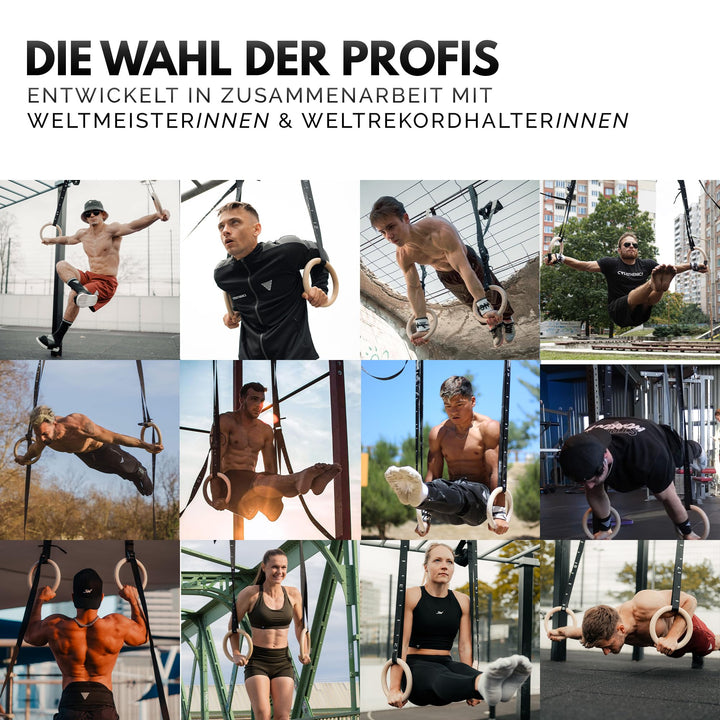 Turnringe Holz 18 cm Olympisches Mass mit Gurten fuer Calisthenics - Bild 5