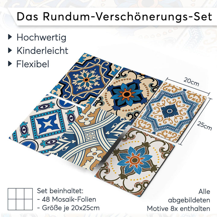 Klebefliesen Mosaik Vinyl selbstklebend 20x25 cm 48er-Set - Bild 7