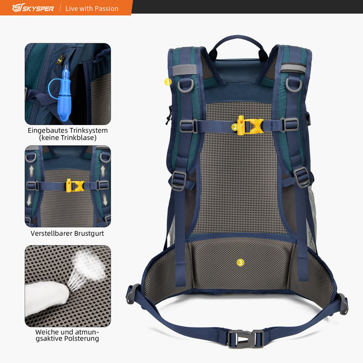 Wanderrucksack 30L mit Netzrücken und Hüftgurt für Trekking - Bild 5