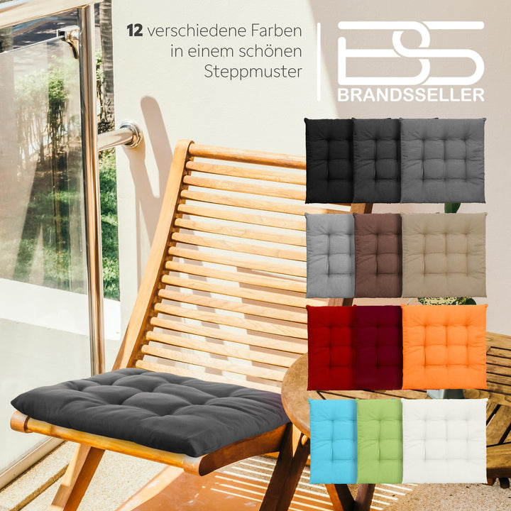 Sitzkissen 40x40x5 cm 6er-Set gesteppt Indoor Outdoor Anthrazit - Bild 7