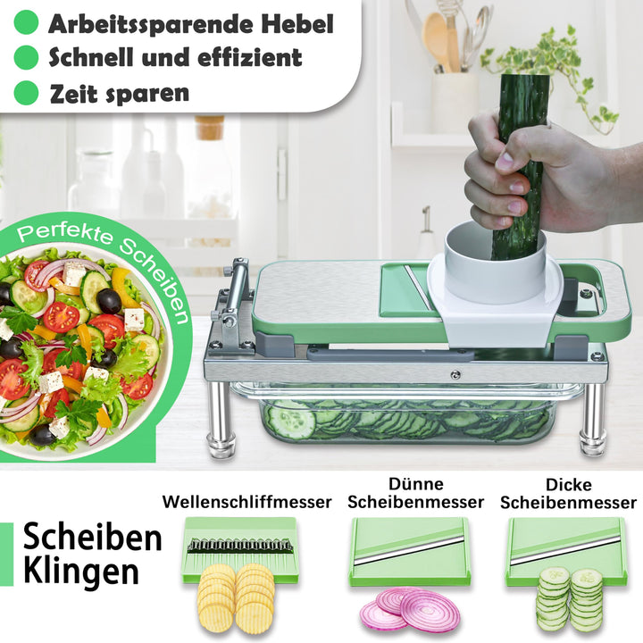 Gemüseschneider Edelstahl mit 8 Klingen und Behälter - Bild 3