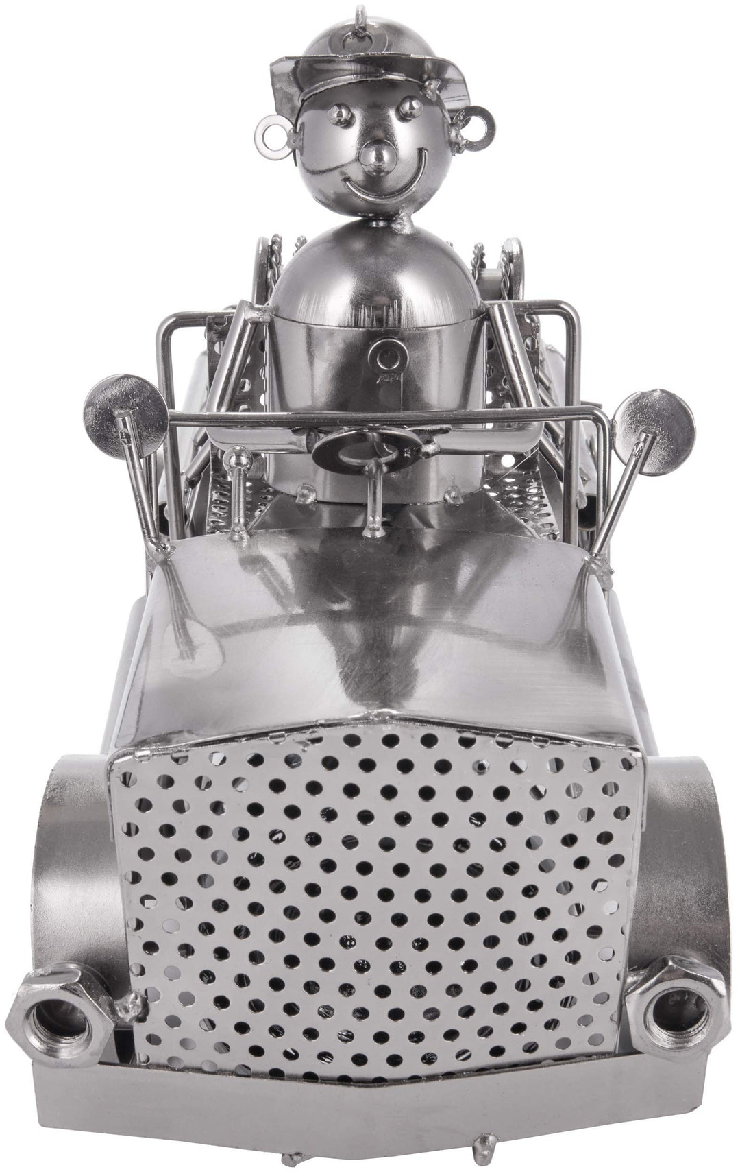 Weinflaschenhalter Feuerwehrauto Metall Silber mit Grußkarte - Bild 5