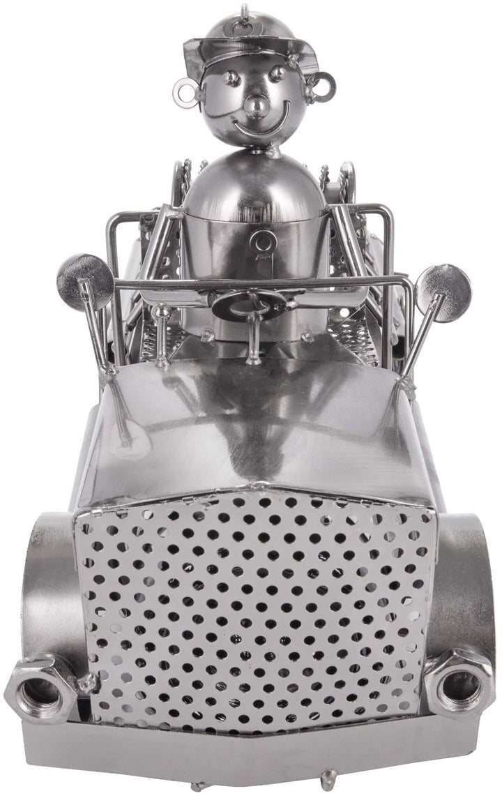 Weinflaschenhalter Feuerwehrauto Metall Silber mit Grußkarte - Bild 5
