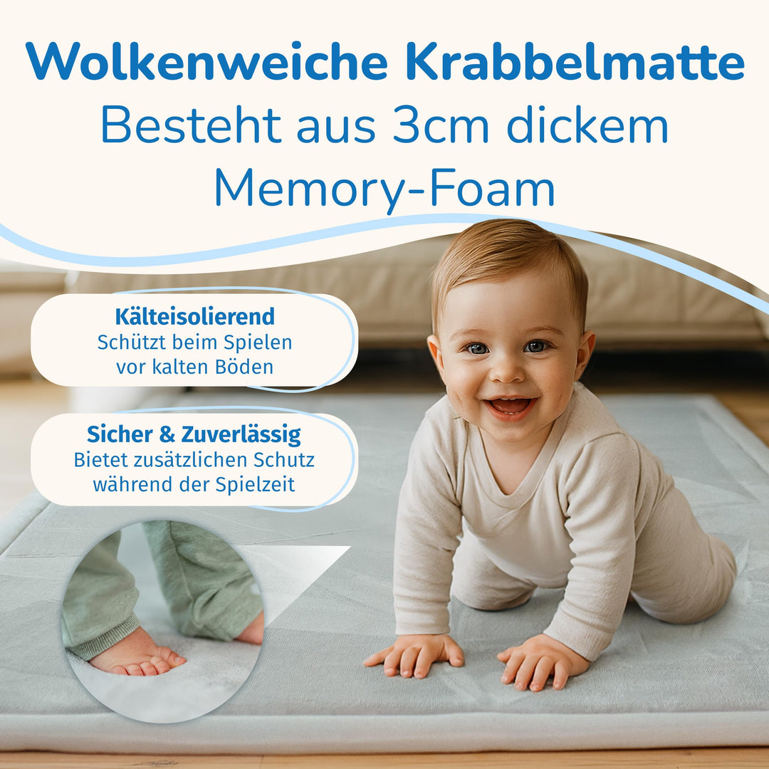 Krabbelmatte Baby Schaumstoff 180x200cm 3cm Dick Rutschfest Grau - Bild 2