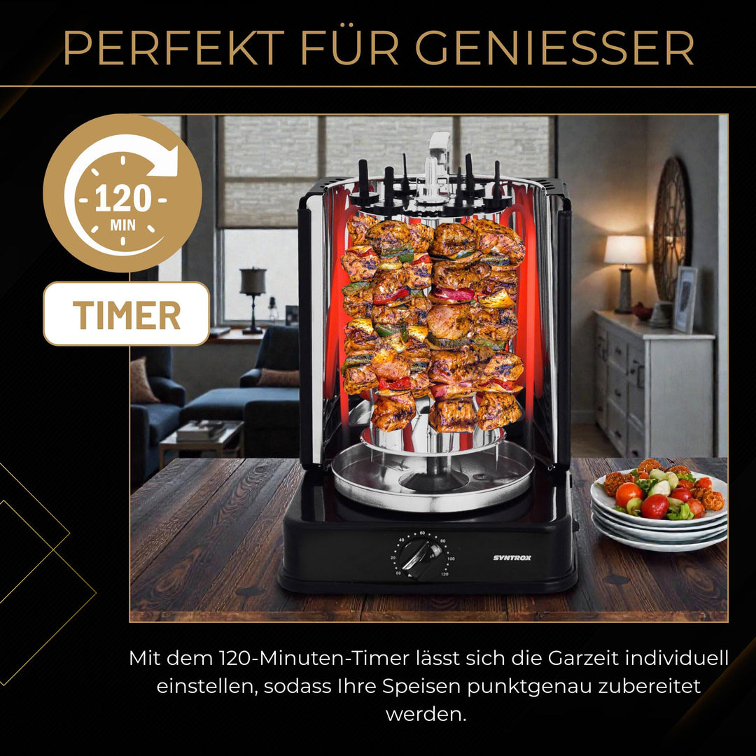Vertikalgrill mit drehbaren Aussenspiessen und 120-Min. Timer - Bild 6