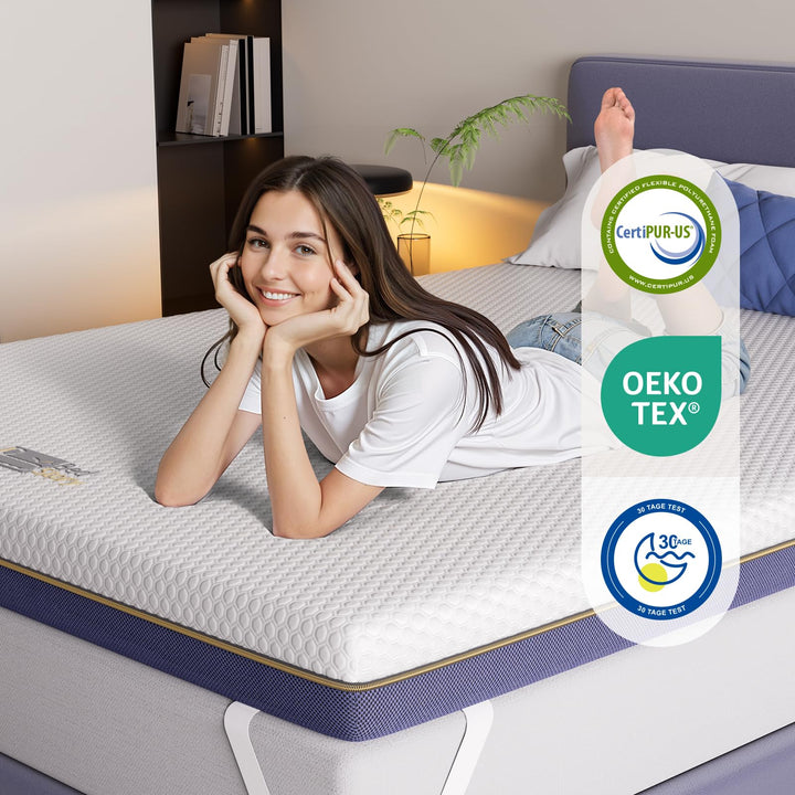 Matratzentopper 10cm 160x200cm Gel Memory Foam H3/H4 fest - Bild 6