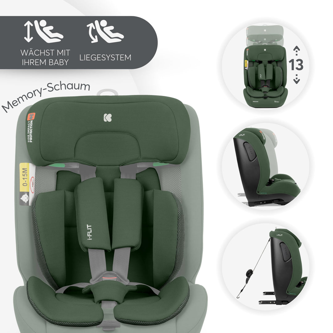 Kindersitz i-Size ISOFIX 9-36 kg Gruppe 1/2/3 Armeegrün - Bild 4