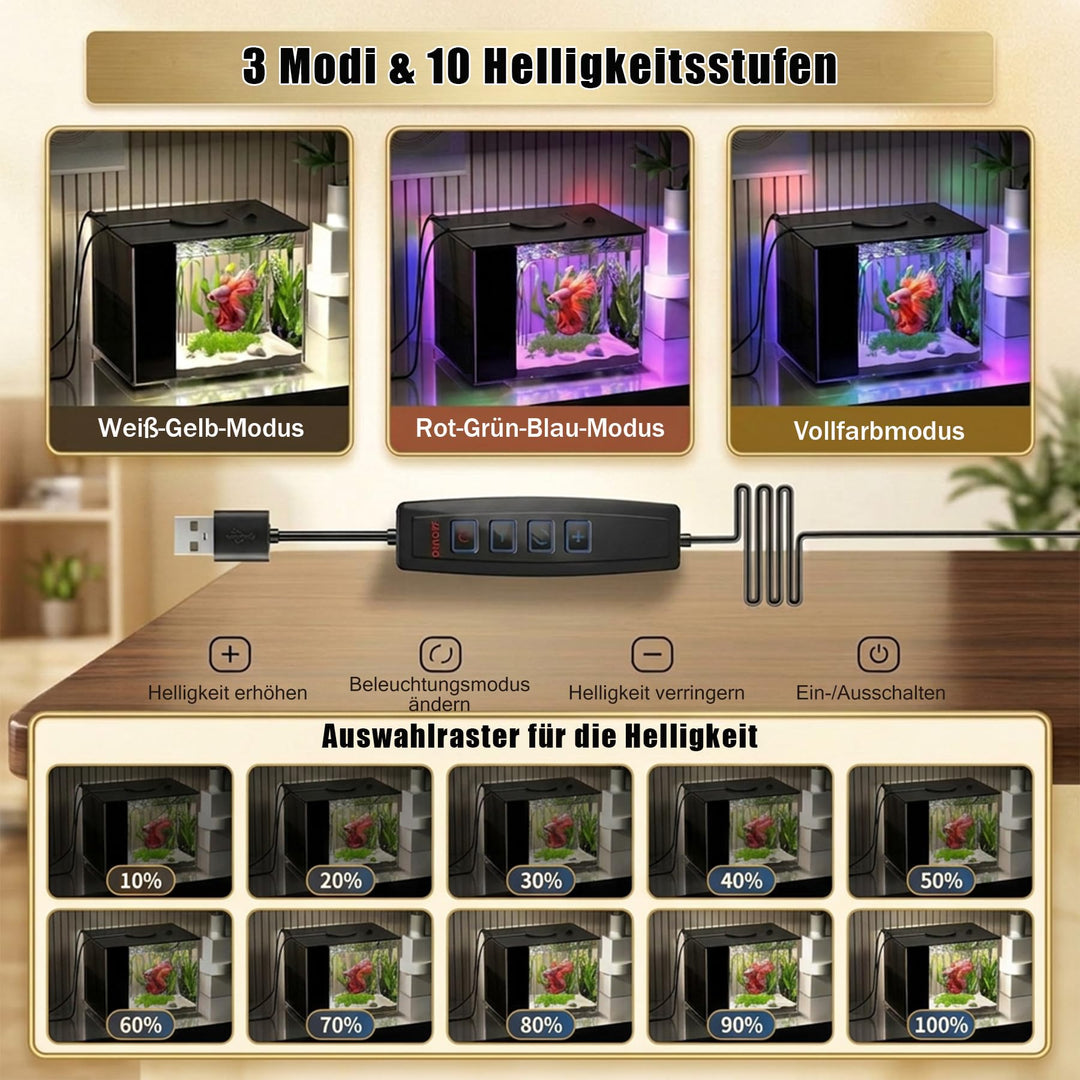 Mini Aquarium 3,7 L Acryl mit Filter und LED-Beleuchtung, Schwarz - Bild 6