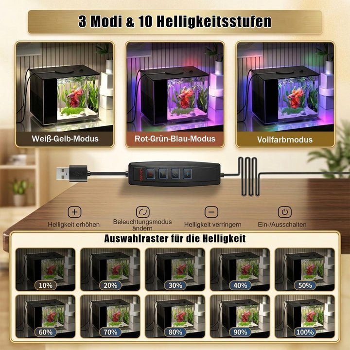 Mini Aquarium 3,7 L Acryl mit Filter und LED-Beleuchtung, Schwarz - Bild 6