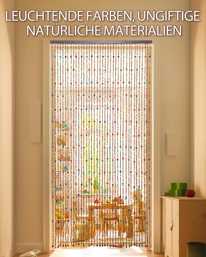 Perlenvorhang Bambus Bunt 90x200cm 38 Straenge als Raumteiler - Bild 6