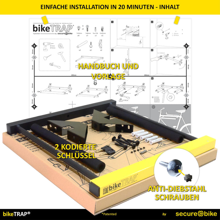 Fahrradwandhalterung mit Schloss für 2 Fahrräder, blechscherenfest - Bild 9
