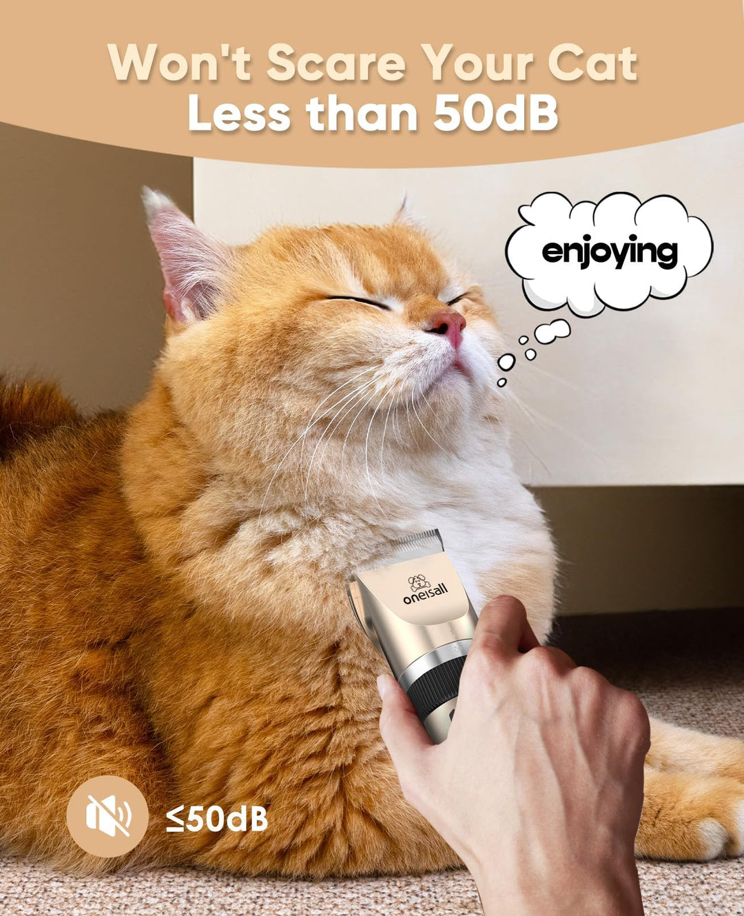 Tierhaarschneidemaschine leise 50dB, Keramikklinge, 6 Aufsätze Katze Hund - Bild 4