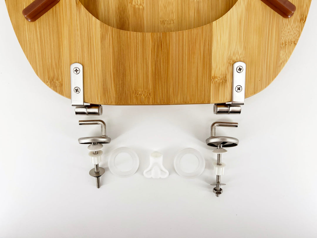 WC-Sitz Bambus dunkel mit Edelstahl-Scharnier für O- und D-Form - Bild 5