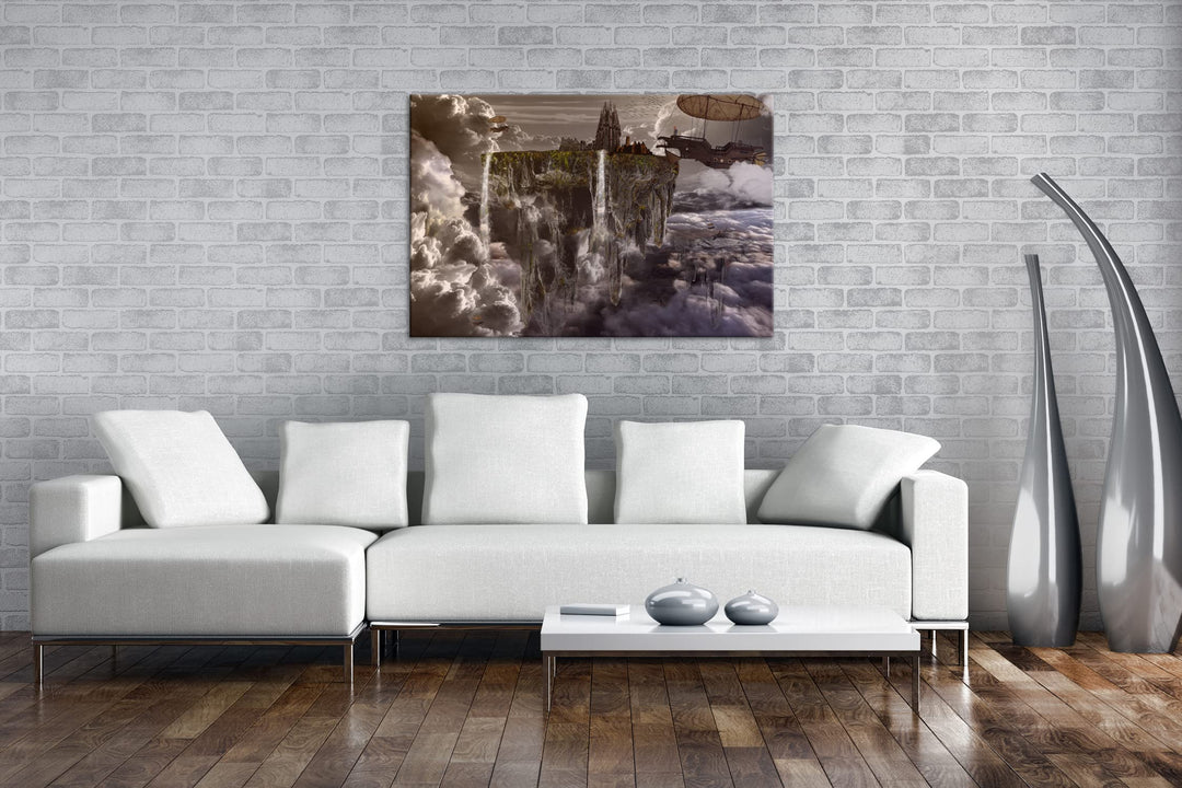 Leinwandbild Stadt über den Wolken 80x60 cm Echtholzrahmen - Bild 2