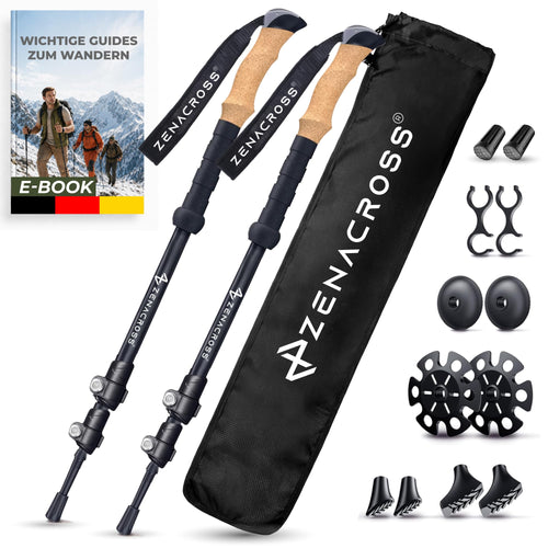 Wanderstöcke Teleskop Aluminium mit Korkgriff 65–135 cm