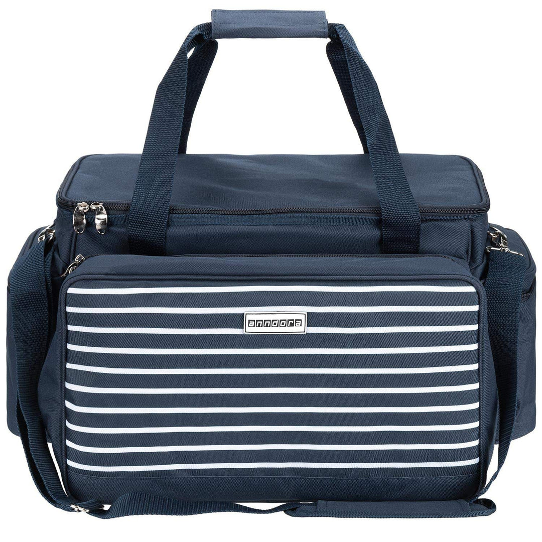 Picknickkorb Tasche XXL 57-teilig für 6 Personen Blau-Weiss - Bild 4