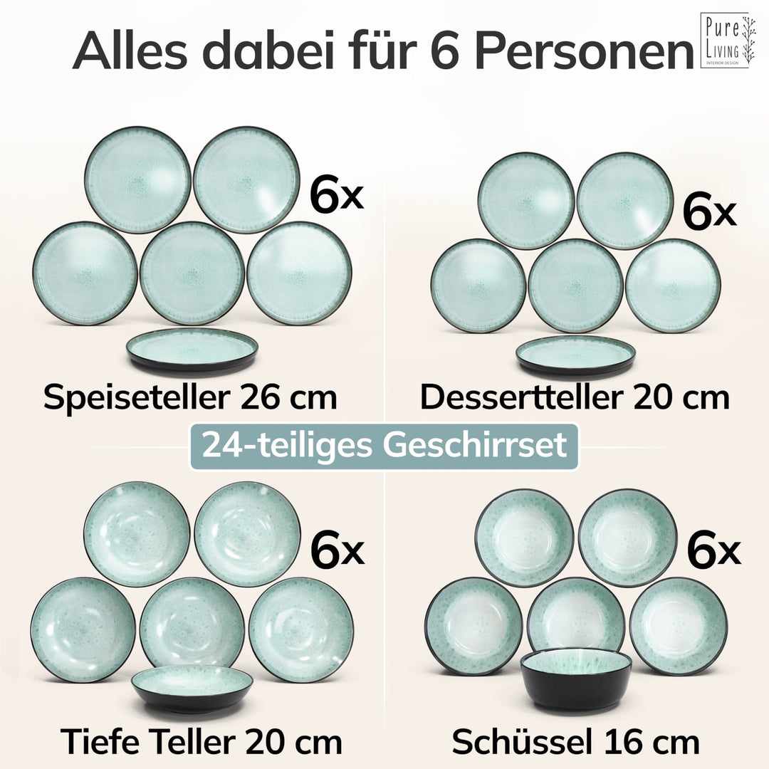 Steingut Geschirrset 24-teilig Salbeigrün für 6 Personen - Bild 5