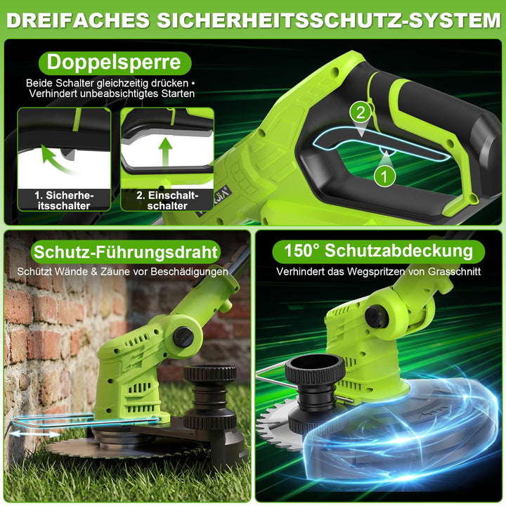 Akku-Rasentrimmer 4-in-1 mit 2 Akkus 21V LCD-Anzeige 24000 U/min - Bild 4