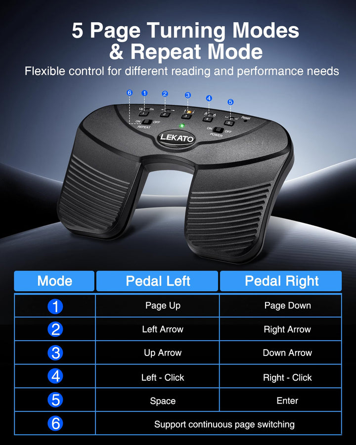 Bluetooth Notenblatt-Umblätterpedal lautlos 5 Modi für Tablet &amp; Handy - Bild 6