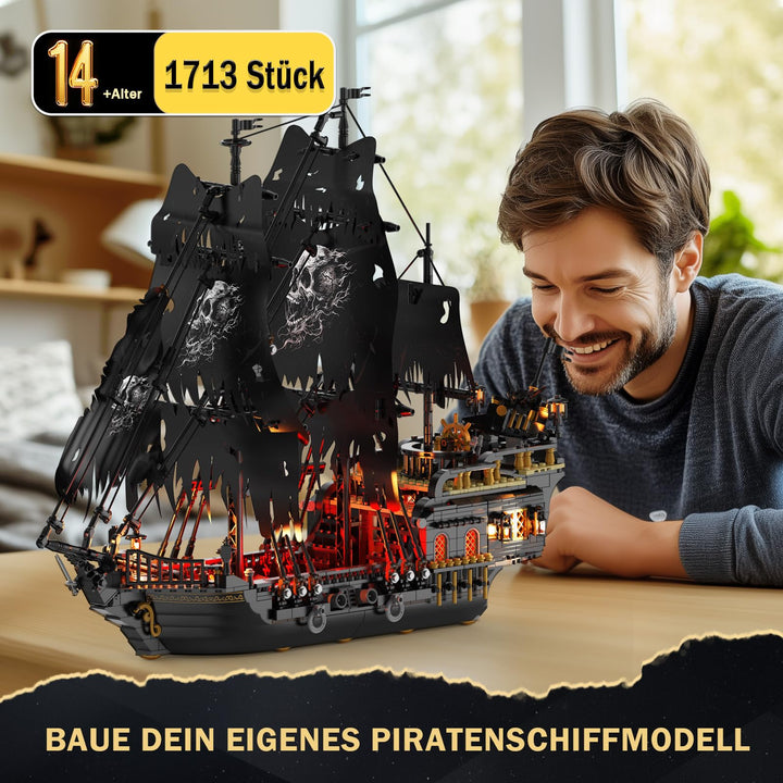 Piratenschiff Klemmbaustein-Modell mit LED-Beleuchtung 1713 Teile - Bild 6