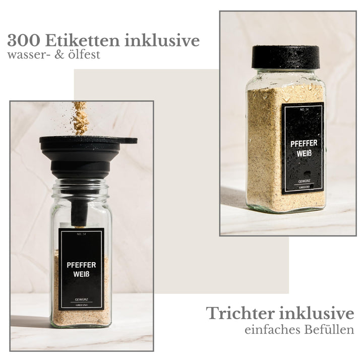 Gewürzgläser Set 24x120ml mit Schubladeneinsatz und 300 Etiketten - Bild 7