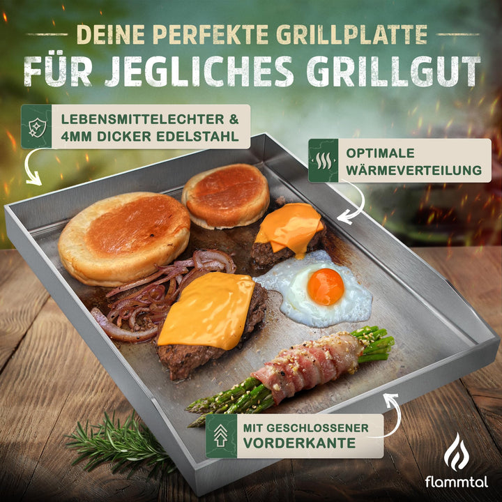 Plancha Grillplatte Edelstahl 4mm 40x30cm mit Grillspachteln - Bild 2
