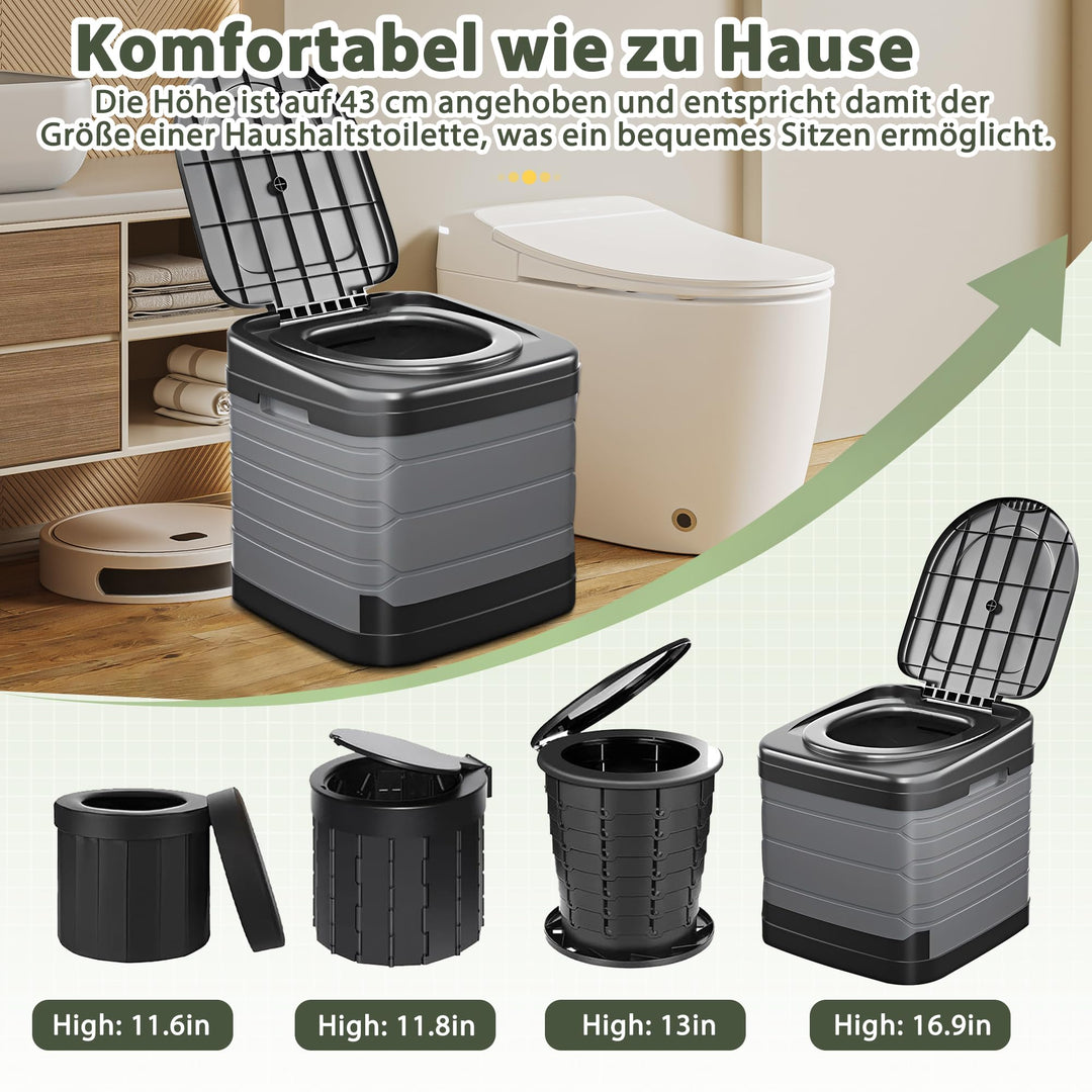 Faltbare Campingtoilette XXL 40cm Höhe mit 20 Müllbeuteln - Bild 2