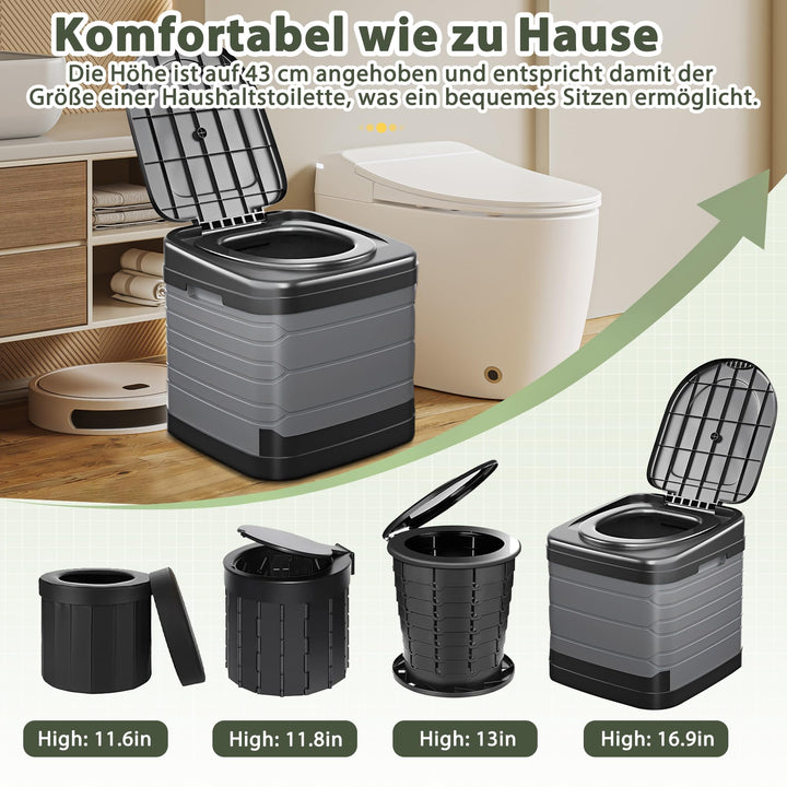 Faltbare Campingtoilette XXL 40cm Höhe mit 20 Müllbeuteln - Bild 2