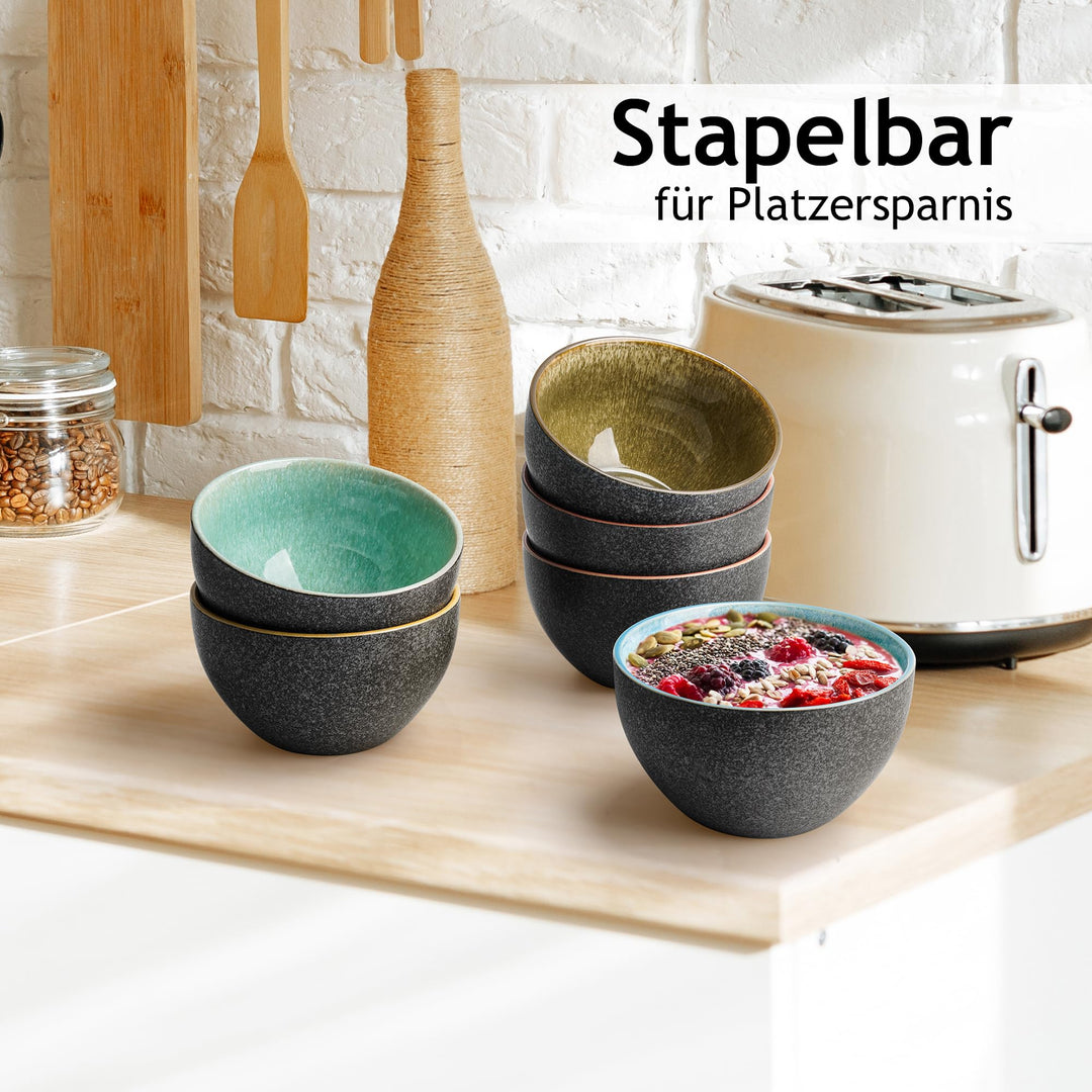 Keramikschüsseln 6er-Set 750ml bleifreie Keramik für Müsli &amp; Bowl - Bild 3