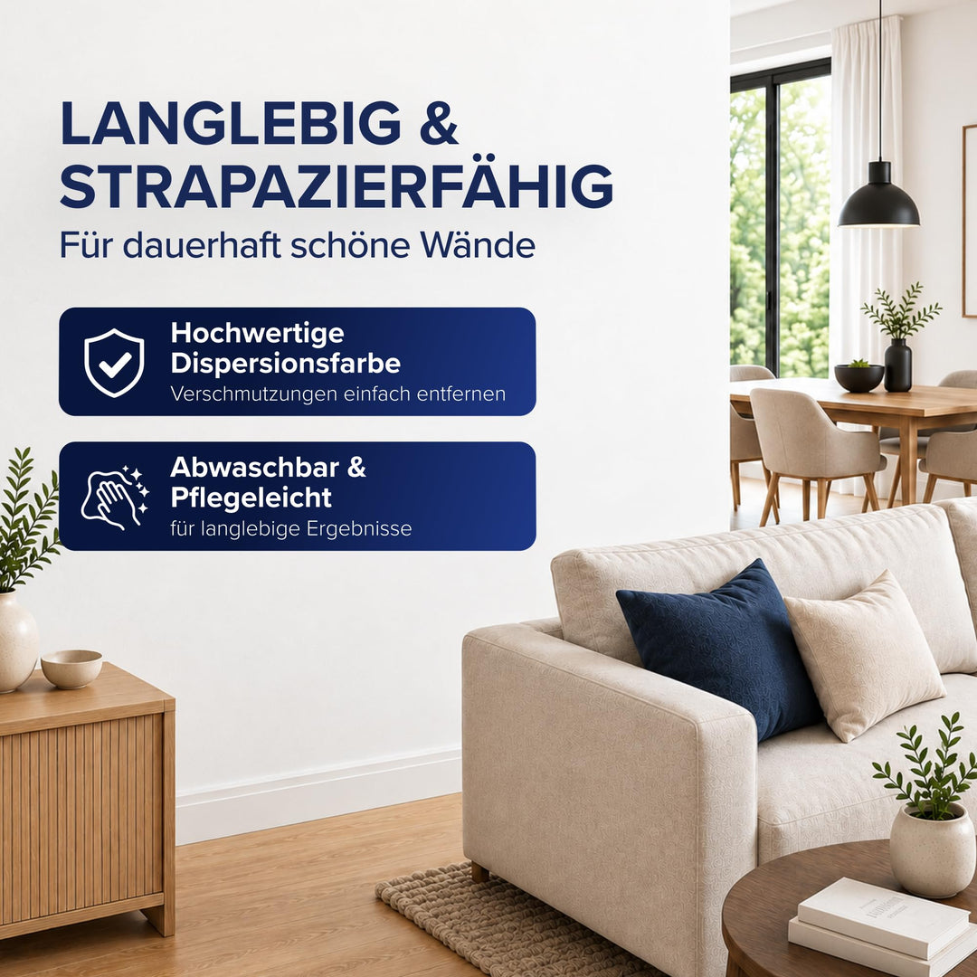 Wandfarbe Weiss matt 5L hochdeckend für Innenräume - Bild 7