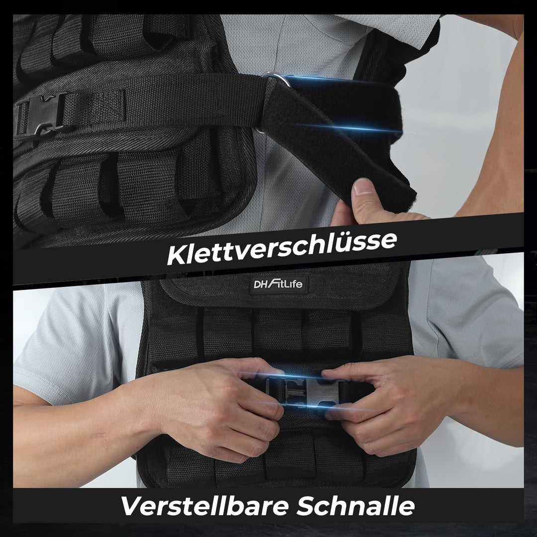 Gewichtsweste 20 kg verstellbar mit 20 Gusseisen-Blöcken - Bild 5