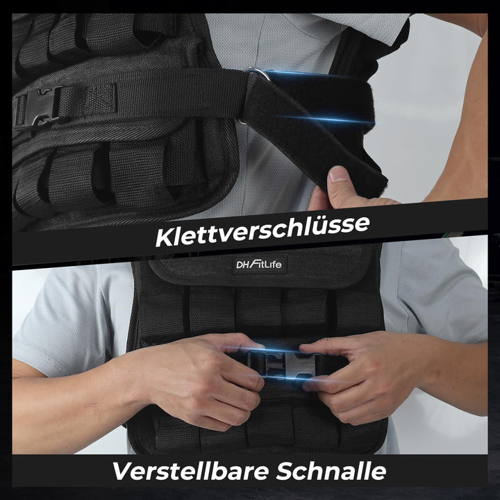 Gewichtsweste 20 kg verstellbar mit 20 Gusseisen-Blöcken - Bild 5