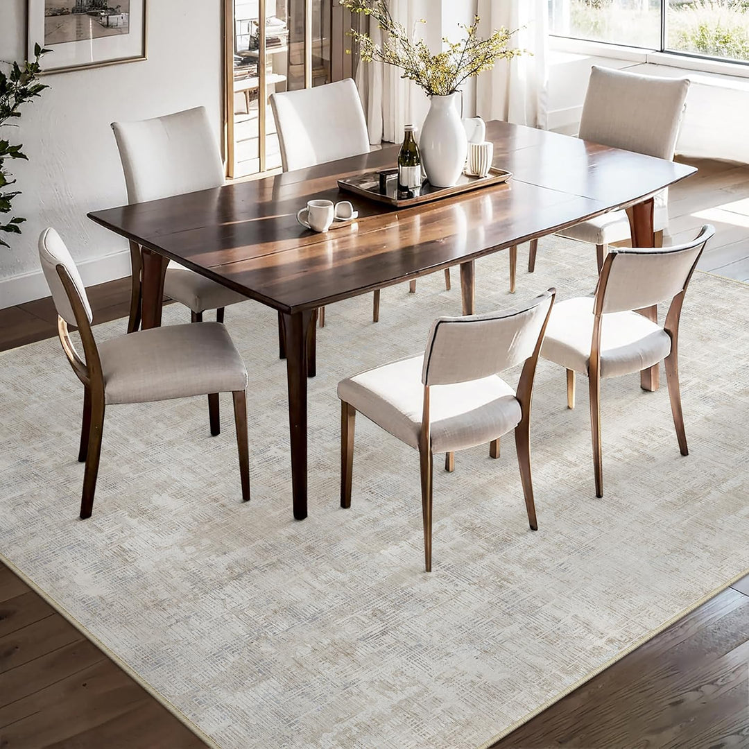 Kurzflor-Teppich Beige Grau 160x230 cm waschbar Wohnzimmer - Bild 3
