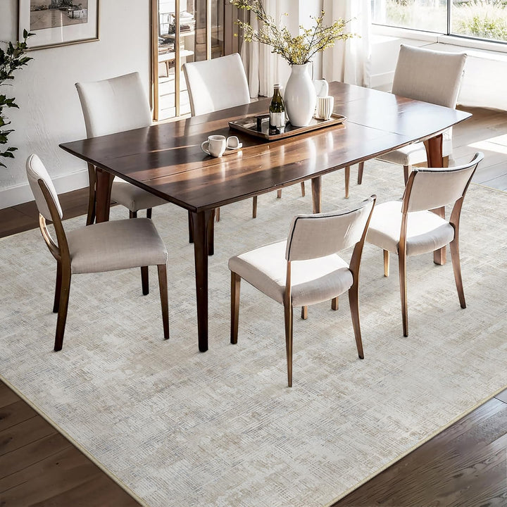 Kurzflor-Teppich Beige Grau 160x230 cm waschbar Wohnzimmer - Bild 3