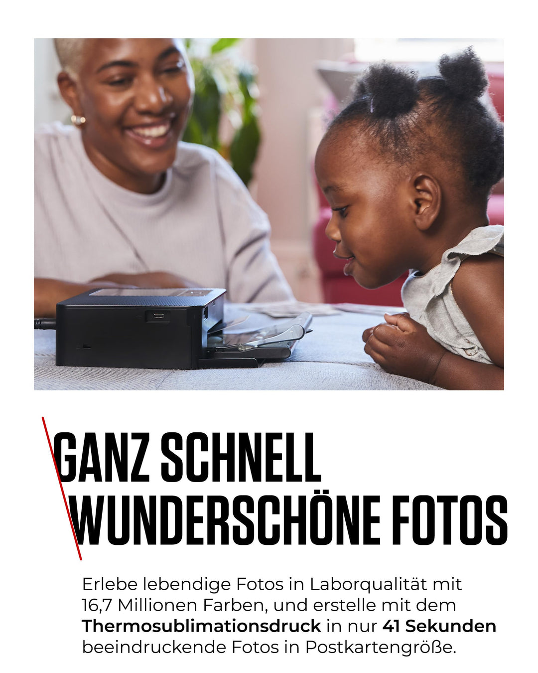 Fotodrucker WLAN Thermosublimation Postkartenformat mit 54 Blatt Papier - Bild 3
